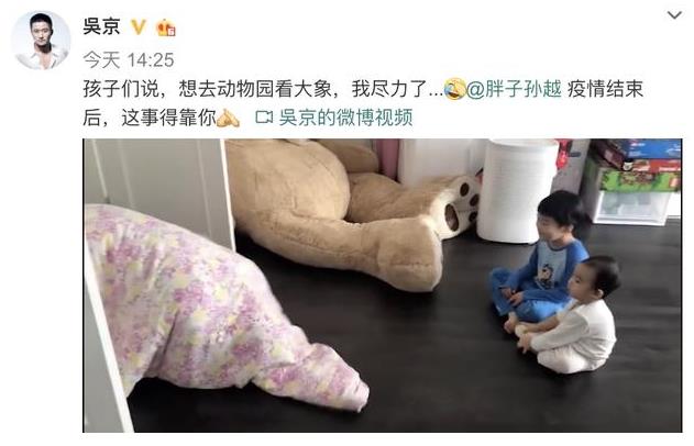 吳京在家COS大象，花式陪娃歡樂多